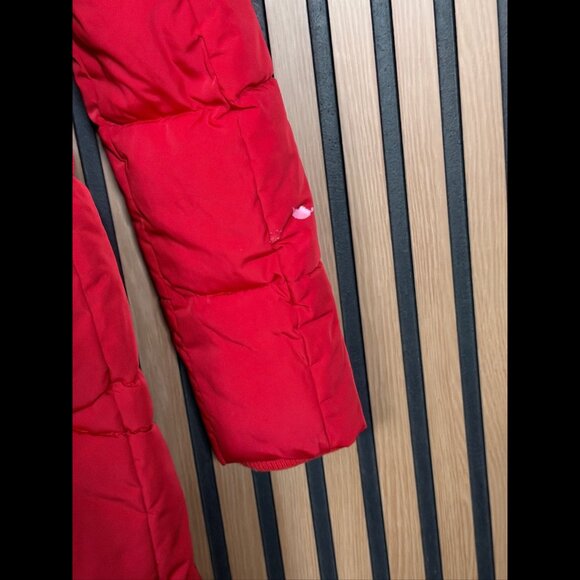 Tommy Hilfigure Jacket Small Womens Red Puffer Faux Fur Hoodie Coat Zippers - Picture 7 of 10